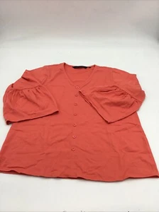 Colleen Lopez Front Buttoned Women's V Neck Top, Pink, M, 811862 - Picture 1 of 1