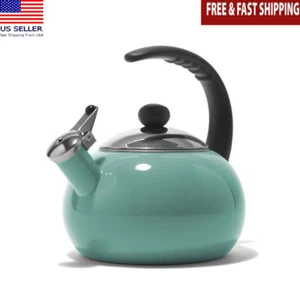 2.5 Qt Enamel Tea Kettle W/ Cool-Grip Handle Whistle Induction Compatible W/ Lid - Foto 1 di 6