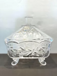 Vintage Studio Kristall dekorative Weinrebe Fuß Süßigkeiten Schale 6" x 6" x 7" - Bild 1 von 5