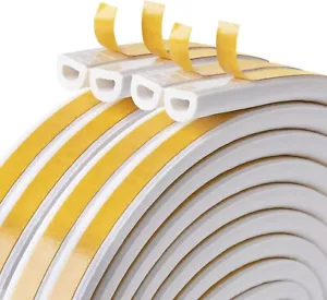 Door Weather Stripping, Soundproof Insulation Seal Strip (White, 33Ft) - Picture 1 of 7