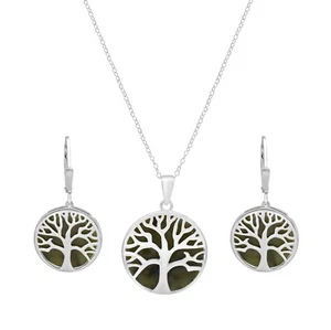 IRISH CONNEMARA STERLING SILVER TREE OF LIFE EARRINGS & PENDANT SET - Picture 1 of 1