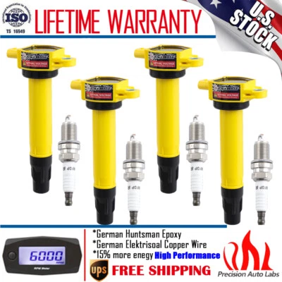 4 Pack Ignition Coils & Spark Plugs For 2007-2012 Dodge Caliber 1.8L 2.0L 2.4L - Image 1 of 4