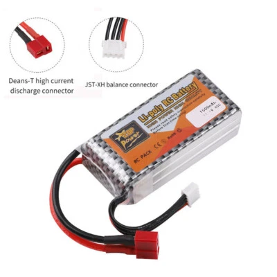 11.1V 3S LiPo Battery 1500mAh 40C T Plug for RC Car Airplane Helicopter - Image 1 of 4
