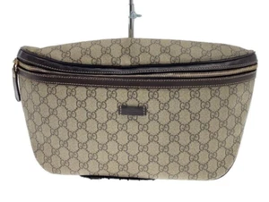 GUCCI GG Beige Brown Waist Pouch Bum Bag Shoulder Belt PVC × Leather 211110 A - Picture 1 of 9
