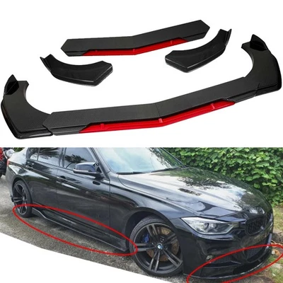 For BMW 320i 328i Front Bumper Lip Spoiler+Splitter Body Kit Carbon Fiber Red Foto 1 de 4