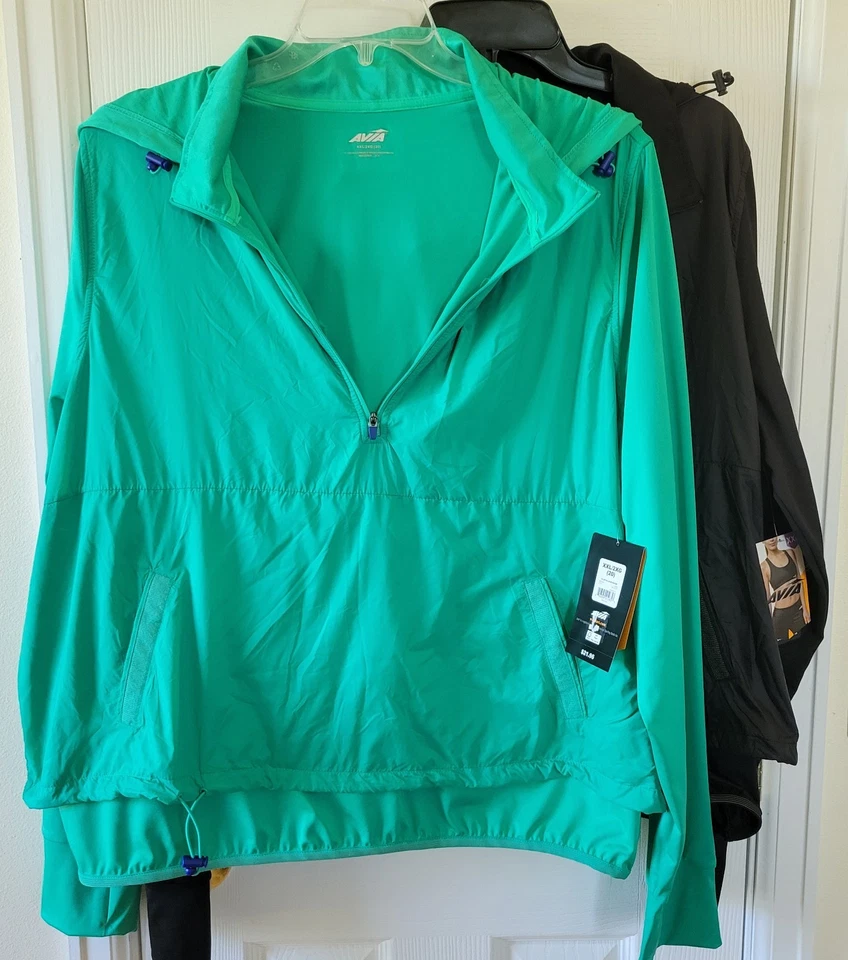 Chaqueta Avia 1/4 Cremallera Talla XXL/2X Pullover Rompevientos Sudadera con Capucha Lote de 2 Verde Negro  Foto 1 de 4