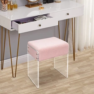 Makeup Stool Modern Minimalist Multi-functional Vanity Acrylic Chair w/ Cushion - Picture 1 of 17
