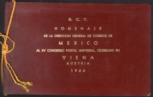 Mexico 1964 UPU Congress Souvenir Folder With 4 Blocks of Stamps - Picture 1 of 5