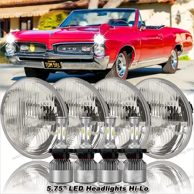 4pcs 5 3/4" 5.75" LED Headlight Hi/Lo Halo Ring DRL For Pontiac GTO Grand Prix - Image 1 of 4