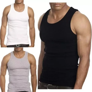 6-12 Pack Men's Tank Top 100% Cotton A-Shirt Wife Beater Undershirts Size S-4XL - Picture 1 of 5