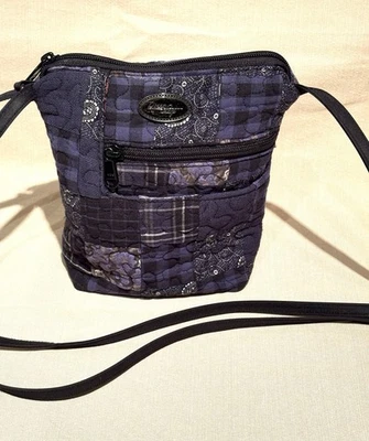 DONNA SHARP Black/ Blue Print MESSENGER BAG QUILTED SHOULDER CROSSBODY PURSE - Image 1 of 4