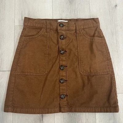 Falda Kensie Jeans Marrón Pana Abotonada Para Mujer Talla 4/27 Informal Foto 1 de 4