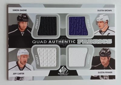 2012-13 SP Game Used Quad Authentic Fabrics Gagne / Carter / Brown / Penner LAK - Image 1 of 2