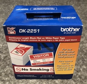 SEALED Brother DK-2251 Continuous Length Black/Red on White Tape 2.4"x 50' N1567 - Picture 1 of 4