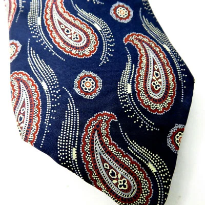 Corbata Guy Laroche Couture Paris Seda Paisley Cuello Azul Marino Granate Hecha en EE. UU. Foto 1 de 4