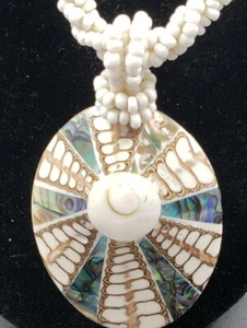 Collana di perline con ciondolo occhio di shiva naturale Paua Abalone conchiglia artigianale fatta a mano - Foto 1 di 6