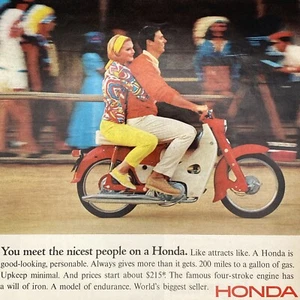 1966 Honda 50 Super Cub Motorcycle PRINT AD Her Him Western Village Meet Nicest - Picture 1 of 3