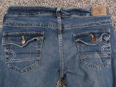 Vintage American Eagle Jeans Womens 4 Blue Denim Stretch Cuffed Low Rise 30x33 - Image 1 of 4