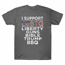 I Support LGBTQ Liberty Guns Bible  BBQ Funny Men‘s T-Shirt America Flag