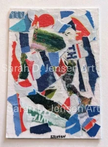 Original ACEO Collage Art Mixed Media Abstract Small Gift Decor Signed 2.5x3.5in - Picture 1 of 1