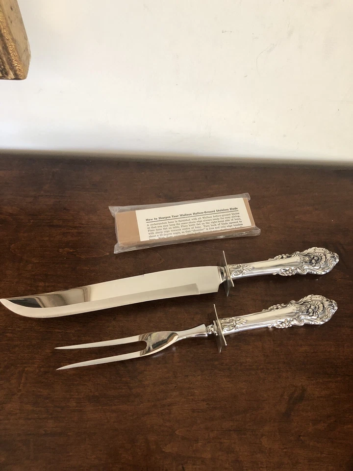 NUEVO Juego de talla de tenedor y cuchillo con mango Wallace Sir Christopher Sterling, ¡REGALO!!  Foto 1 de 4