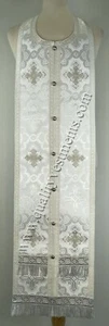 White & Silver Communion Priest Set Stole & Cuff 42 1/2" 108 cm SHIPS FROM USA! - Picture 1 of 4