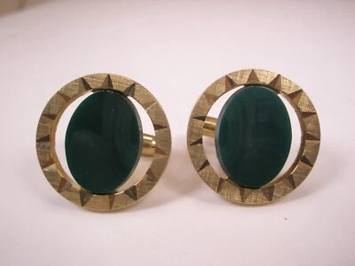 Gemelos SWANK de piedra de jade verde genuina de colección diseño simple Foto 1 de 4