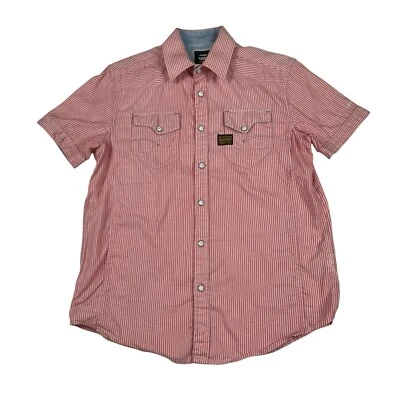 G-star New Midnight Vander Shirt  Red White Stripe Snap Up Cotton Short Sleeve M - Image 1 of 4