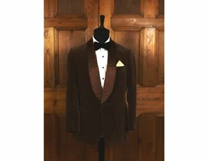 Chaqueta de terciopelo marrón para hombre hecha a mano novios boda fiesta ropa cena blazer abrigo - Imagen 1 de 3