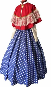 Civil War Dress Victorian Renaissance Prairie 4th July Independence Day Costume - Picture 1 of 5