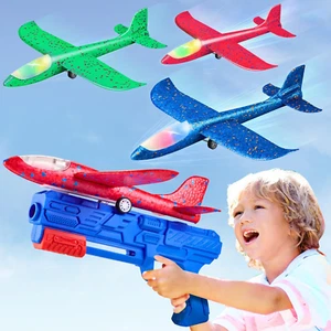 Toy Airplane, 3 Pack Airplane Launcher Toys 2 Flight Mode Glider Plane Outdoor T - Picture 1 of 12