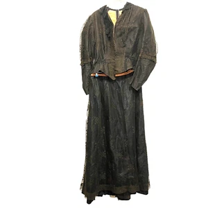 Conjunto de falda Widow's Weeds corpiño top antiguo 1890s 1900 reparación victoriana eduardiana - Imagen 1 de 24