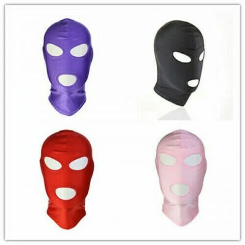 Balaclava Spandex Padded Blindfold Eyes Face Mask Open Mouth Head Hooded Costume - Image 1 of 4