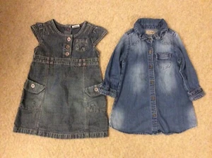 Next toddlers demin dresses both size 12-18 months - Picture 1 of 8