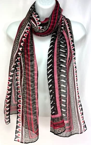 Bufanda larga transparente multicolor para mujer roja/negra/blanca/bronceada aproximadamente 18" x 70" - Imagen 1 de 8