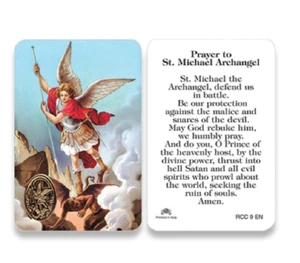 Saint Michael the Archangel Prayer - Plastic Holy Card - RCC9EN - Picture 1 of 4
