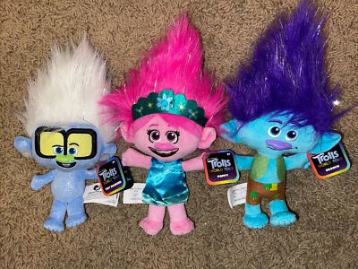 DreamWorks Trolls World Tour Película 8” Lote de Peluche Pequeña Rama Diamante Amapola NUEVO Foto 1 de 4