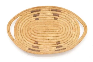 Antique Native American Pima Olla Geometric Woven Pattern Basket Bowl Tray 13" - Picture 1 of 5