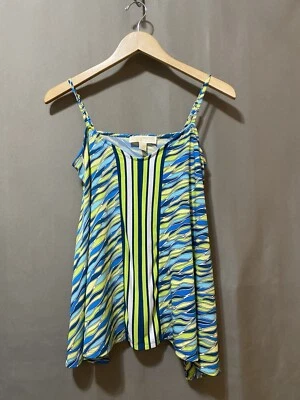 NUEVO SIN ETIQUETAS Michael Kors Mujer Correa Ajustable Jersey Acampanado Top Talla M Verde Turca Geo Foto 1 de 4