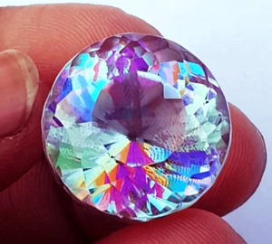 43.30CT Mystic Cuarzo Arcoiris Color Corte Redondo Suelto Piedra Preciosa - Picture 1 of 6