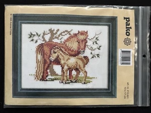 Vintage New In Package Pako Cross Stitch Kit Mother And Child Horse Pony Pattern - Picture 1 of 7