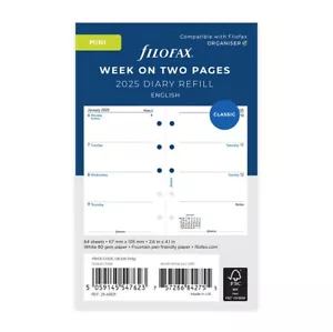 Filofax Mini Diary 2025 Week On Two Pages Insert Refill English (25-68121) - Picture 1 of 4