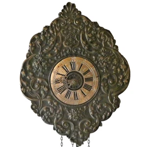 Blachian Bronze Art Wall Clock Rococo with Flower Ornaments approx. 50-60 years old - Picture 1 of 6