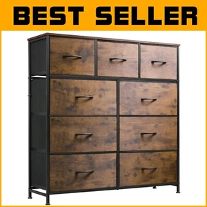 Tall 9-Drawer Dresser with Wood Top - Perfect for Bedroom and Entryway Storage - Picture 1 of 10