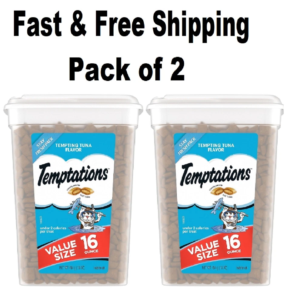 TEMPTATIONS Classic Crunchy and Soft Cat Treats Tempting Tuna Flavor 16 oz -2pk - Image 1 of 4