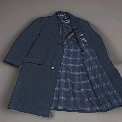 VTG 43 Regular Brooks Brothers Makers Heavy Weight Navy Herringbone Wool Coat - Image 1 of 4