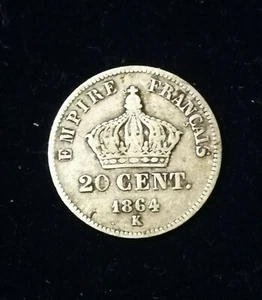 PEU COURANTE **** 20 centimes Napoleon III 1864 K **** 58K mint  - Bild 1 von 2