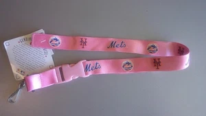 MLB Lanyard Keychain New York NY Mets Team Color Pink - Picture 1 of 1