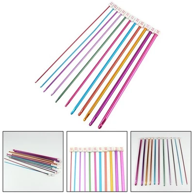 Uncinetto in alluminio afgano tunisino multicolore set 11 strumenti essenziali - Immagine 1 di 2