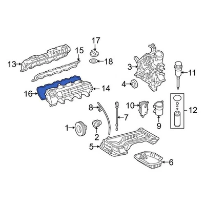 For Mercedes-Benz G55 AMG 03-11 Mercedes-Benz Left Engine Valve Cover Gasket - Imagem 1 de 4